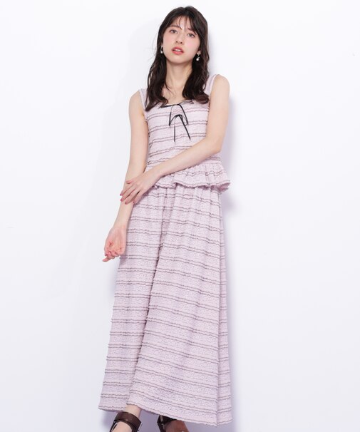 バイカラーストレッチレースセットアップ