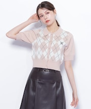 ポロ衿アーガイルニット