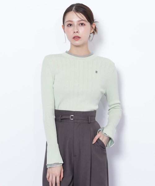 ♡ JILLSTUART ♡ シュリンクシアートップス シアーフリルニット｜ジルバイジルスチュアートの通販｜&mall