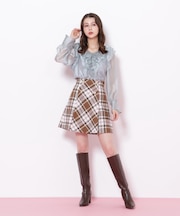 ループヤーンチェックミニスカート