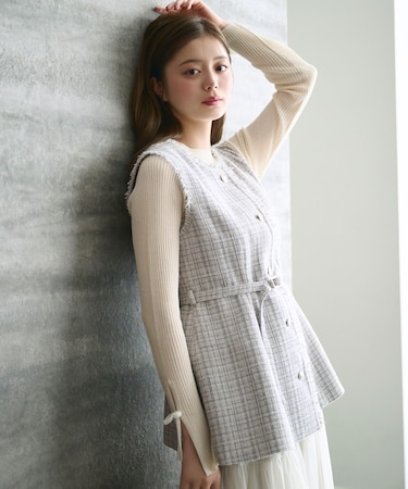 ツイードペプラムジレ