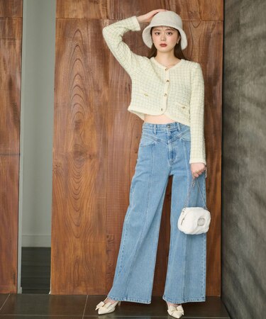 切替えデザインデニムパンツ