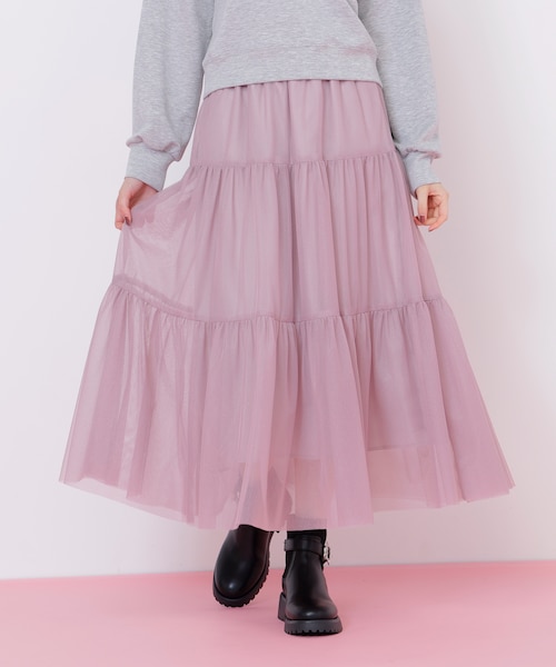 ✨美品✨JIU チュールティアードスカート ベルト付 大人可愛い 楽天市場】スカート ボトムス チュールティアードスカート