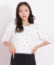 ハート刺繍シャギーニット