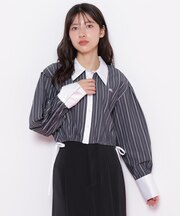サイドリボンダブルカラーシャツ