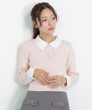 衿付きミニケーブルカーディガン