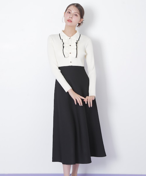 フリル袖 黒 ポロワンピース JILL by JILL STUART（ジルバイジルスチュアート）の「◇フリル