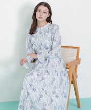 ピンタック花柄ワンピース