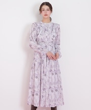 ピンタック花柄ワンピース