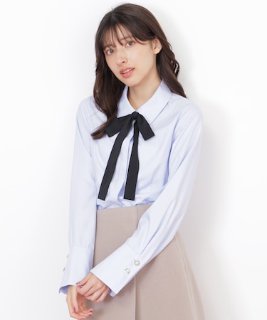 リボンタイ付シャツ
