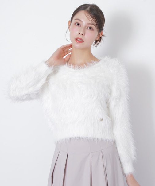 起毛ロングシャギーニット