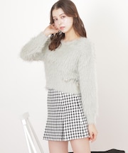 起毛ロングシャギーニット