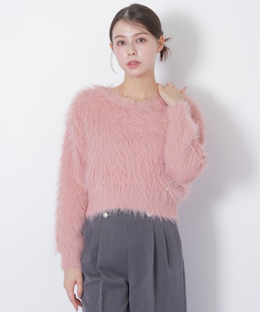 起毛ロングシャギーニット