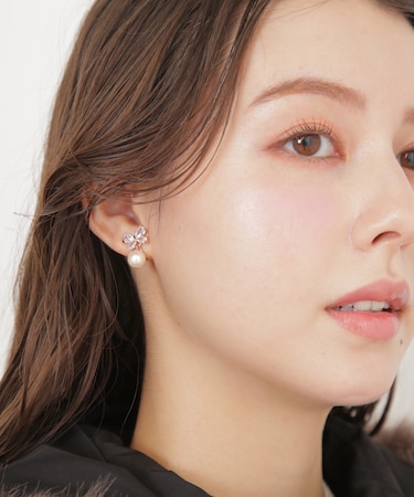 Cubic ドロップパールイヤリング