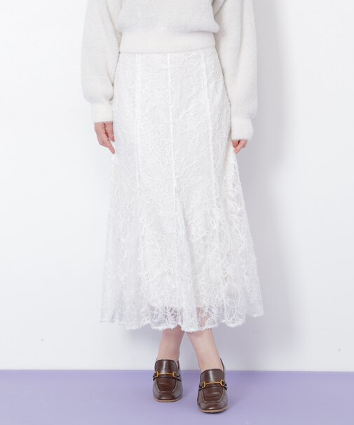 モール刺繍レースマーメイドスカート
