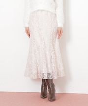モール刺繍レースマーメイドスカート