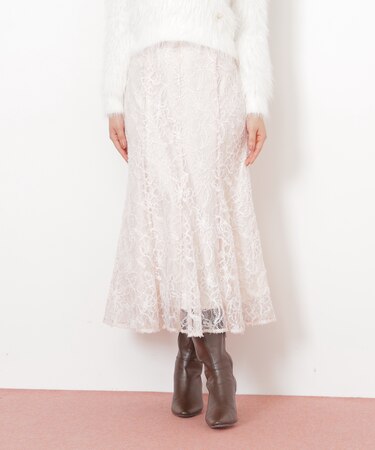 モール刺繍レースマーメイドスカート