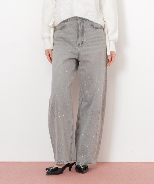 ビジュートッピングデニムパンツ