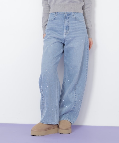 ビジュートッピングデニムパンツ