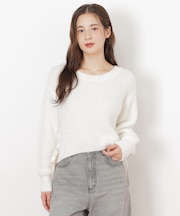 サイドリボンフィルムフェザーニット