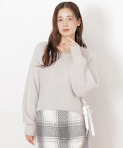 サイドリボンフィルムフェザーニット