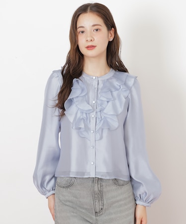 フロントフリルシアーブラウス