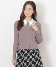 レース衿レイヤードニット