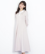 ポロ衿カットソーフレアワンピース