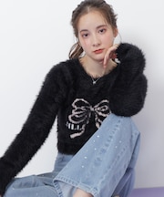 フェザーリボンジャガードニット