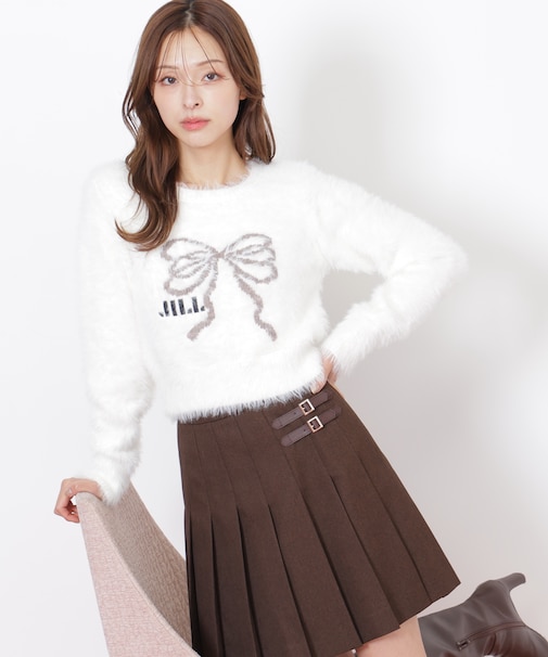 フェザーリボンジャガードニット