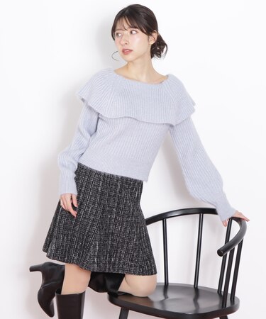 ラメツィードミニスカート