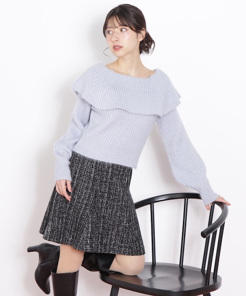 ラメツィードミニスカート