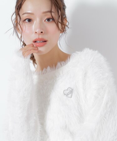 ハートビジューブローチ