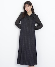 ブラウスドッキングツィードワンピース