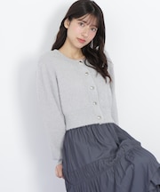 ハートボタンラメフェザーカーディガン