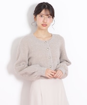 ハートボタンラメフェザーカーディガン