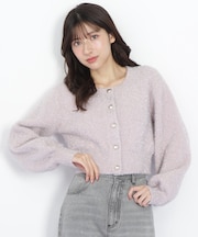 ハートボタンラメフェザーカーディガン