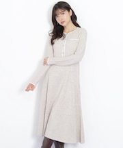 ラメツイード配色ニットワンピース