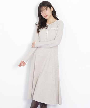 ラメツイード配色ニットワンピース