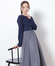 ニットジャケットドッキングワンピース