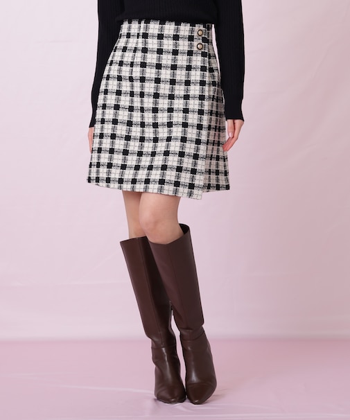ブロックチェックツィードミニスカート