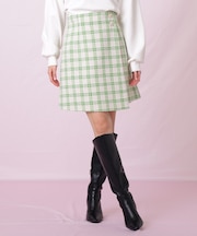 ブロックチェックツィードミニスカート