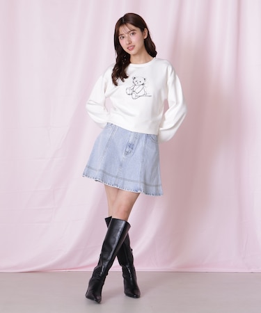 ハートボタンフレアミニスカート