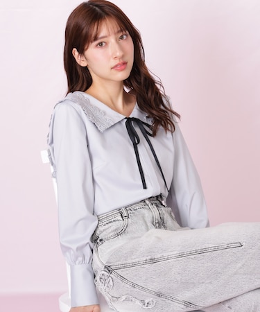 レースセーラーカラーブラウス