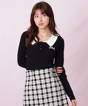 ビジューロゴケーブルニット