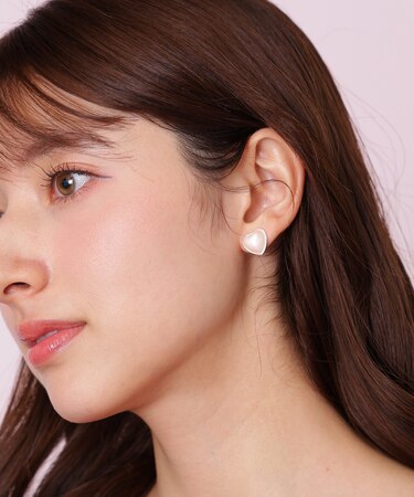 ピンクパールハートピアス