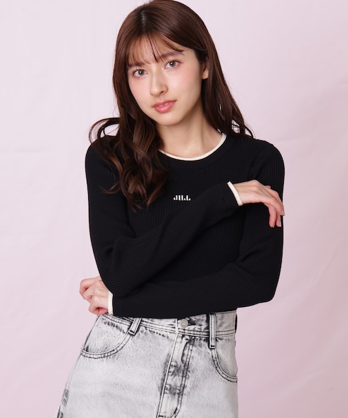 配色リブニット