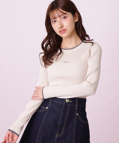 配色リブニット