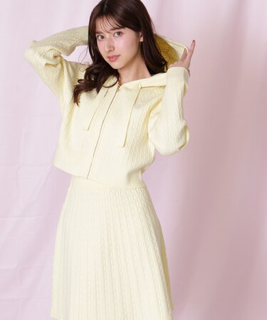 ケーブルニットパーカーセットアップ