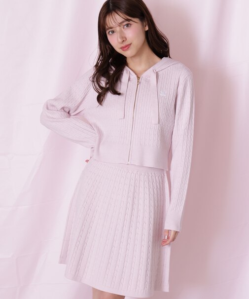 ケーブルニットパーカーセットアップ